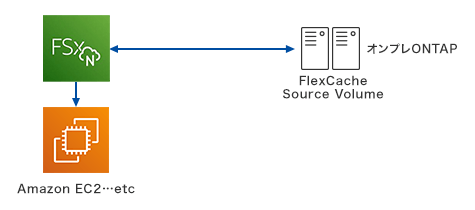 オンプレONTAP FlexCache Source Volume↔FSxN→Amazon EC2 …etc