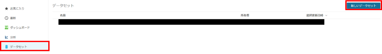 データセットより、新しいデータセットをクリックする